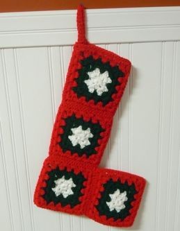 Crochet Granny Square Christmas Stocking