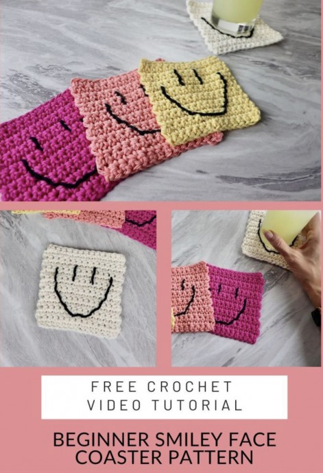 Crochet Smiley Face Coaster (Free Pattern)