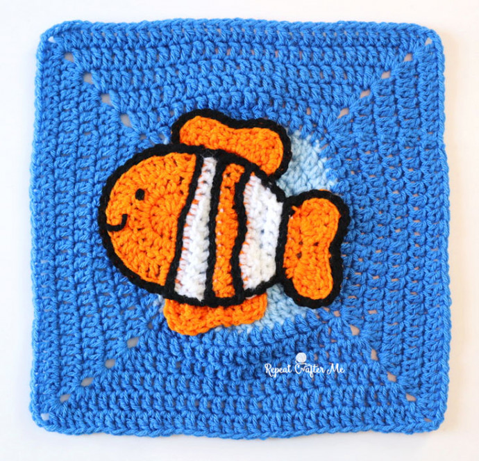 Crochet Clown Fish Applique