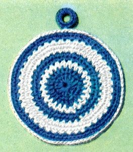 Crochet Blue and White Potholder