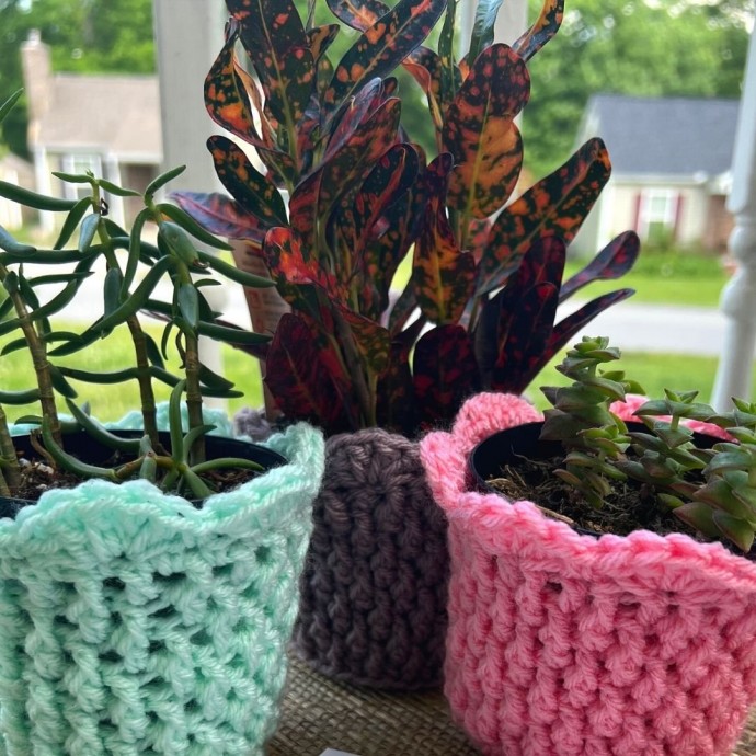 Crochet Cozy Alpine Plant Pot Cover