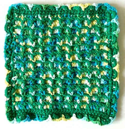 Crochet Framed Puff Stitch Dishcloth