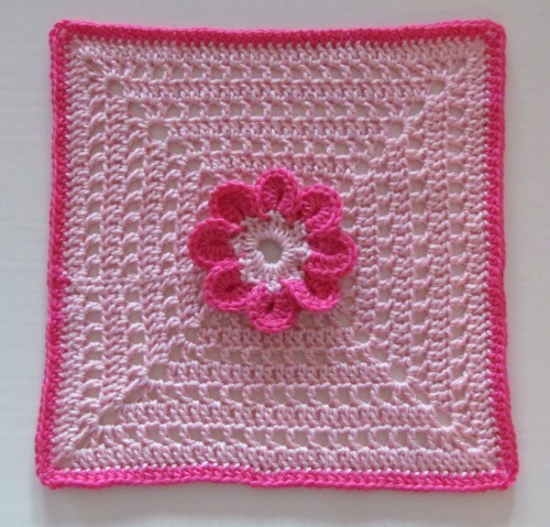 Crochet 8 Petal Flower Afghan Square Dishcloth