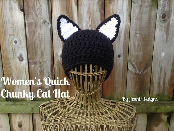 Crochet Women's Quick Chunky Cat Hat