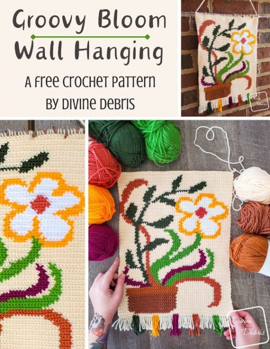 Crochet Groovy Bloom Wall Hanging