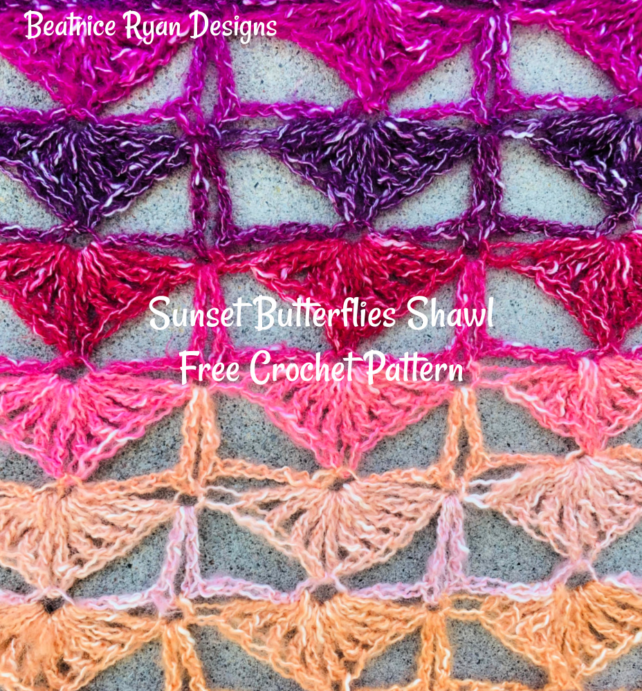 Crochet Sunset Butterflies Shawl