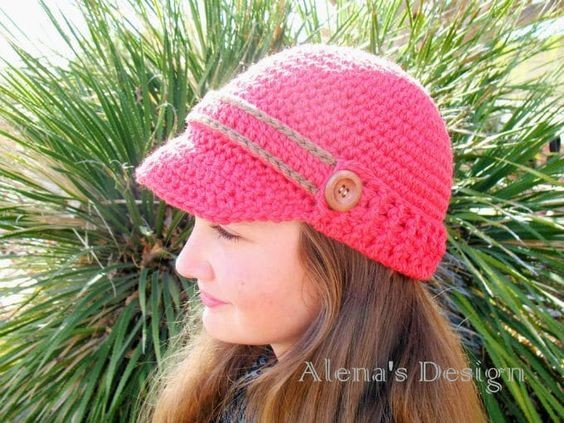 Crochet Visor Beanie with Ribbed Brim