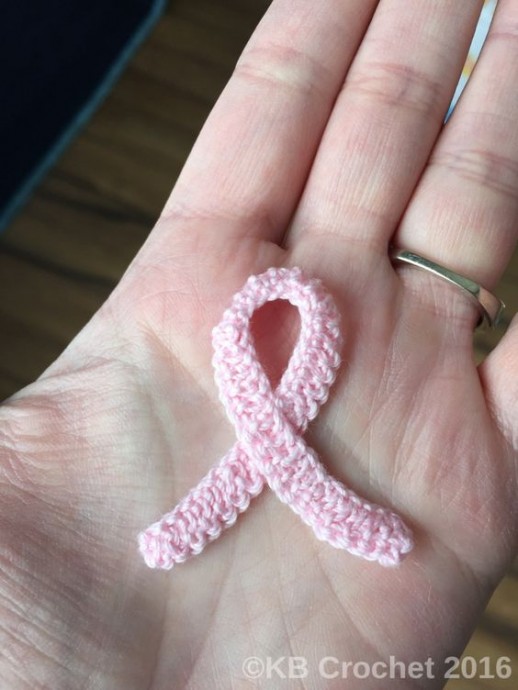 Crochet Pink Ribbon Pins