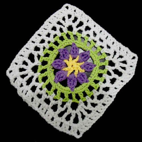 Crochet Flower in Circle Dishcloth