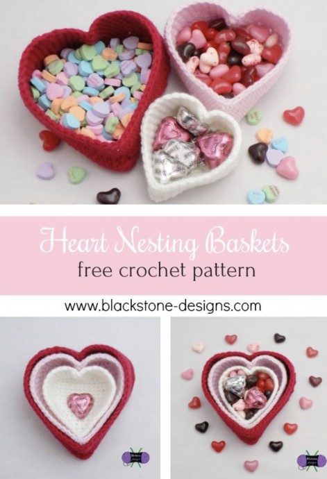 Free Crochet Pattern: Heart Nesting Baskets – FREE CROCHET PATTERN ...