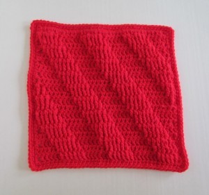 Crochet Mountain Ridges Textured Afghan Square Dishcloth