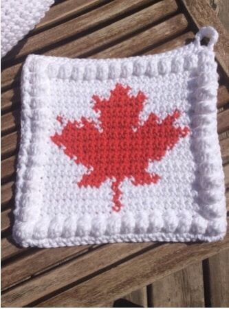 Crochet Canada Maple Leaf Pot Holder/Wash Cloth