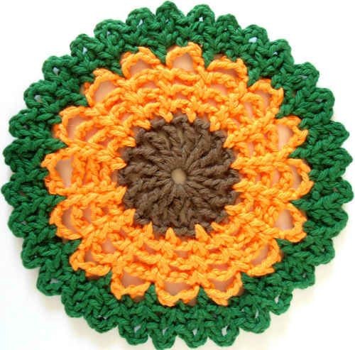 Crichet Straw Flower Dishcloth