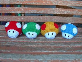 Crochet Mario Brothers Mushrooms Dolls