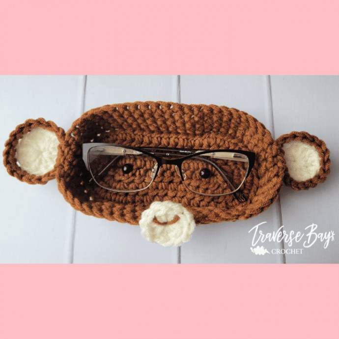 Crochet Monkey Glasses Holder