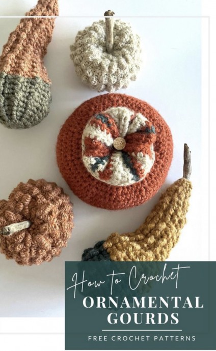 Crochet Ornamental Gourds (Free Pattern)