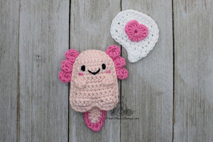 Crochet Pocket Valentine Axolotl and Heart