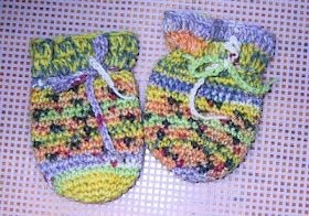 Crochet Fraternal Stripes Baby Mitts