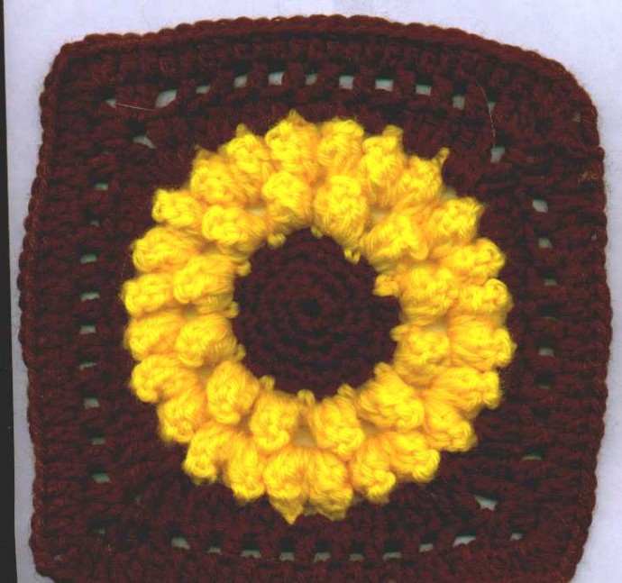 Crochet Fall Flower Square Dishcloth