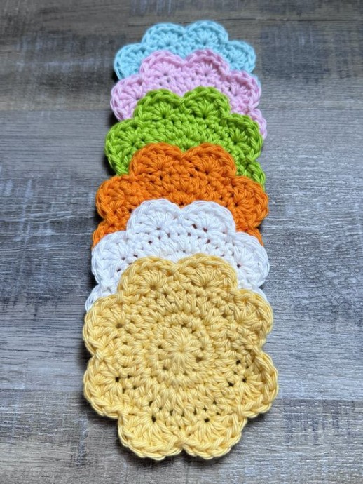 Crochet Cotton Flower Face Scrubbies