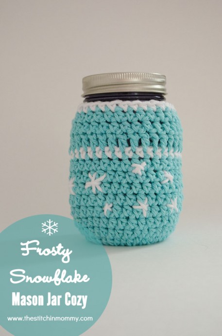 Crochet Frosty Snowflake Mason Jar Cozy