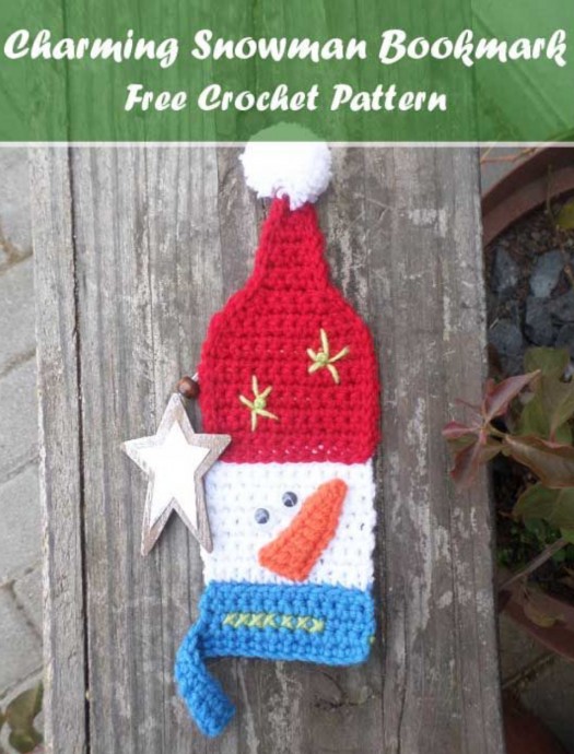 Crochet Charming Snowman Bookmark (Free Pattern)