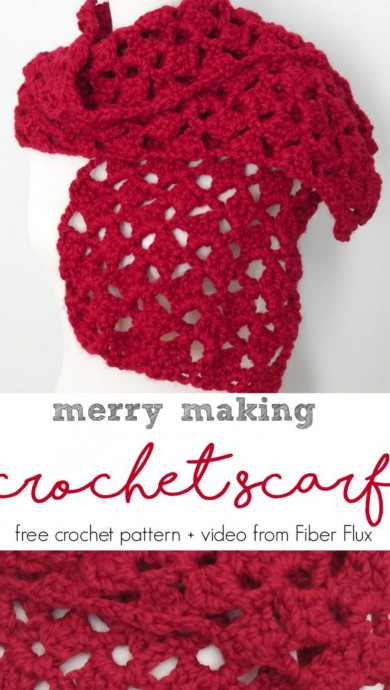 Crochet Merry Making Scarf (Free Pattern)