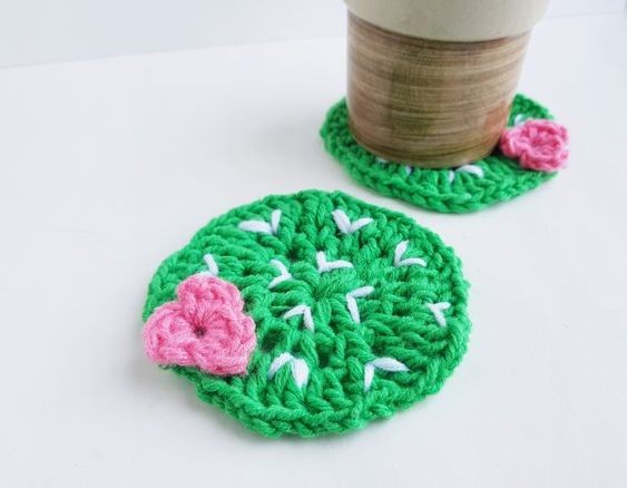 Crochet Cactus Plant Lady Coasters