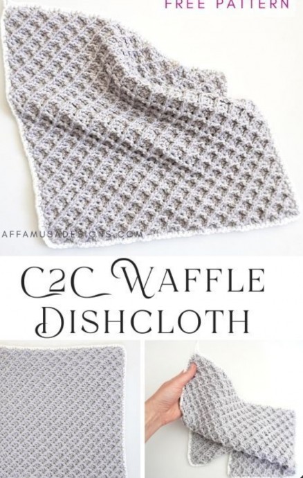 Crochet C2C Waffle Stitch Dishcloth (Free Pattern)