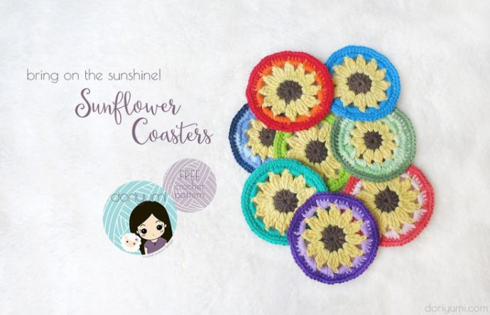 Crochet Sunflower Coaster