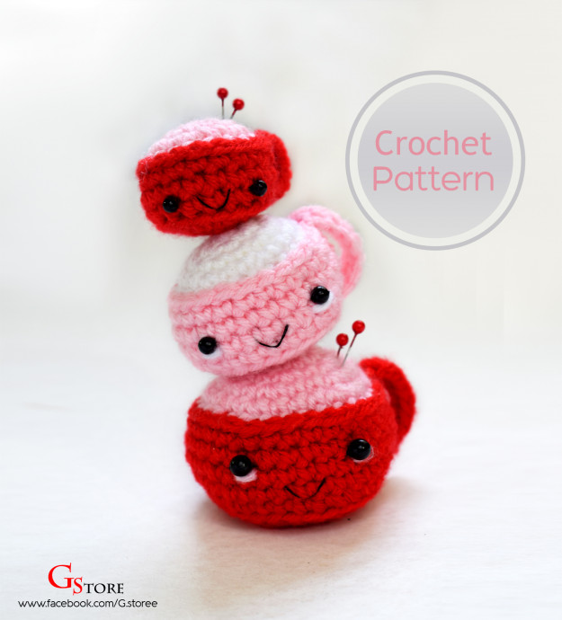 Crochet Cute Amigurumi Cup Pins’ Cushion