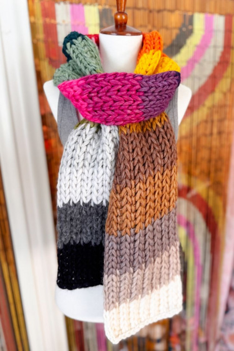 Crochet Rainbow Ridge Scarf