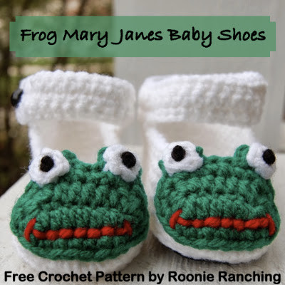 Crochet Frog Mary Jane Baby Shoes