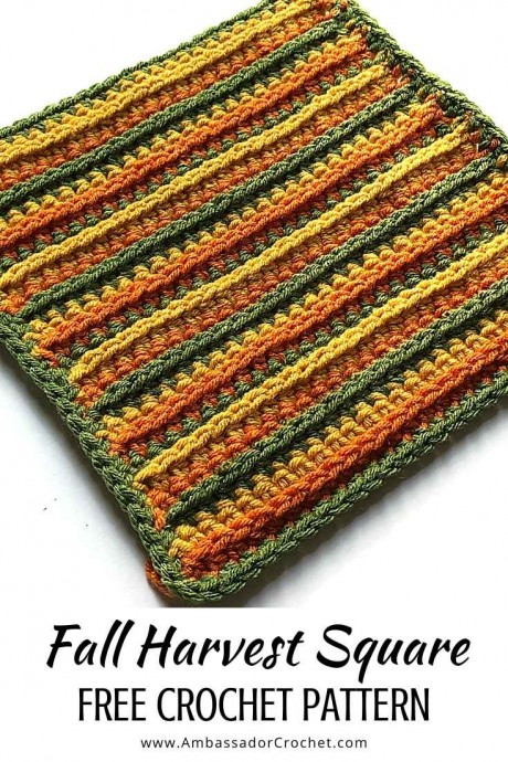 Crochet Fall Harvest Blanket Square