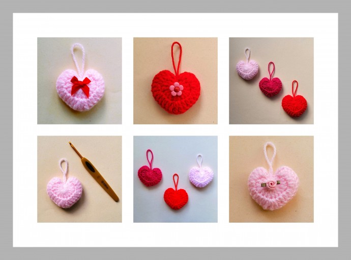 Crochet Little Stuffed Hearts