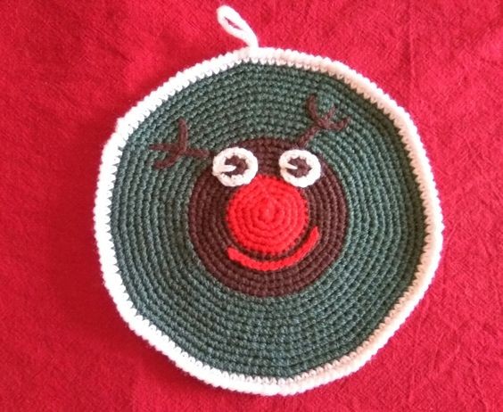 Crochet Potholder Rudolph