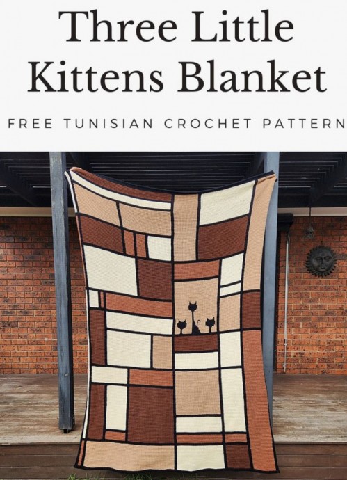 Free Tunisian Crochet Blanket Pattern: Three Little Kittens