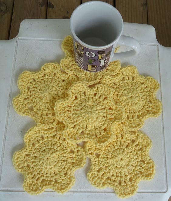 Crochet Flower Mill Coaster