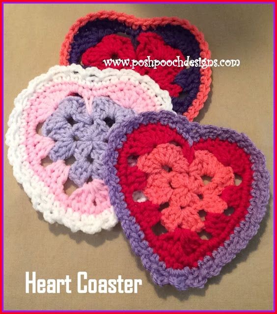 Crochet Heart Shimmer Coaster