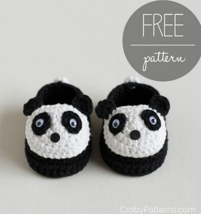 Free Crochet Pattern - Panda Baby Booties