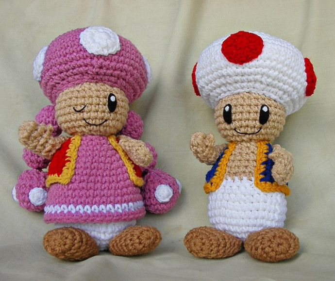 Crochet Toad and Toadette Doll