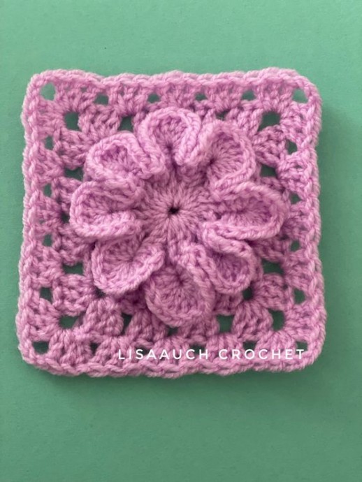 Crochet Granny Square With Flower Center