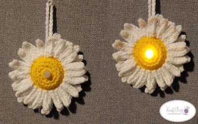 Crochet Lighted Daisy Ornament