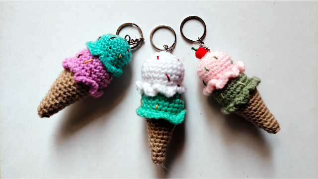 Crochet Icecream Keychain