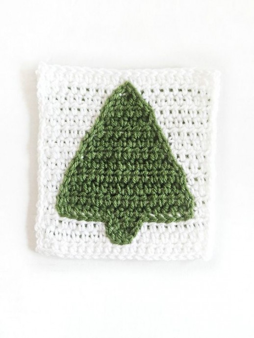 Crochet Winter Tree Square