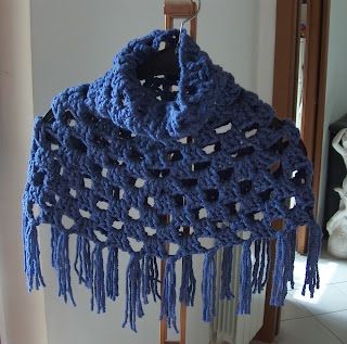 Crochet Cowl Neck Fringed Capelet