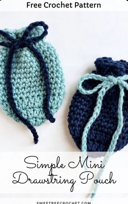 Simple Mini Crochet Drawstring Pouch – Free Pattern