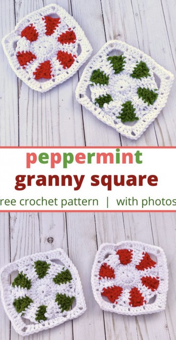 Crochet Peppermint Granny Square (Free Pattern)