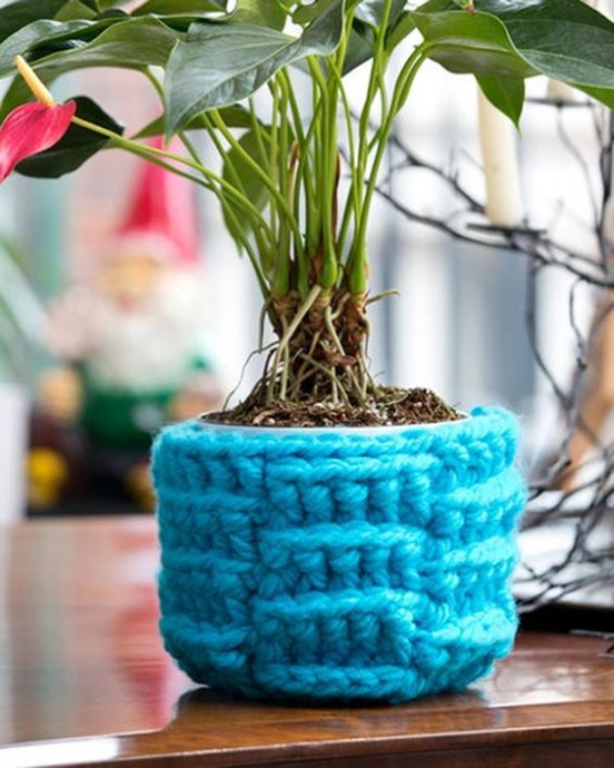 Crochet Bright Weave Plant Cozy