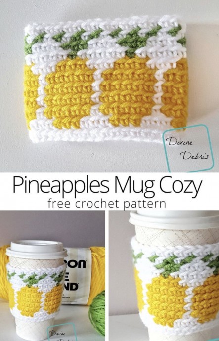 Pineapples Mug Cozy Free Crochet Pattern